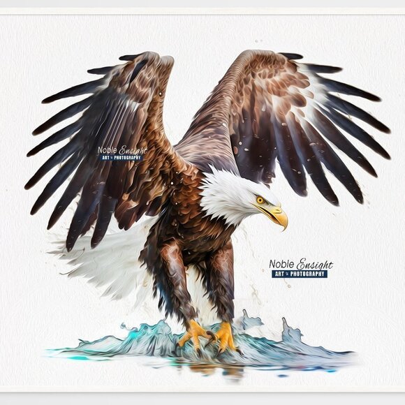 16x20 Eagle Ocean Watercolor Oil Painting Art Print - Picture 2 of 6